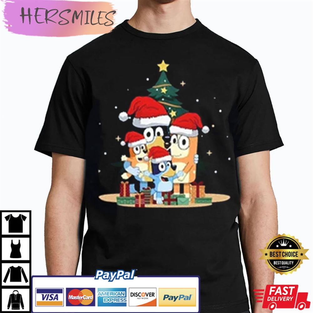 Bluey Family Around A Christmas Tree Best T-shirt