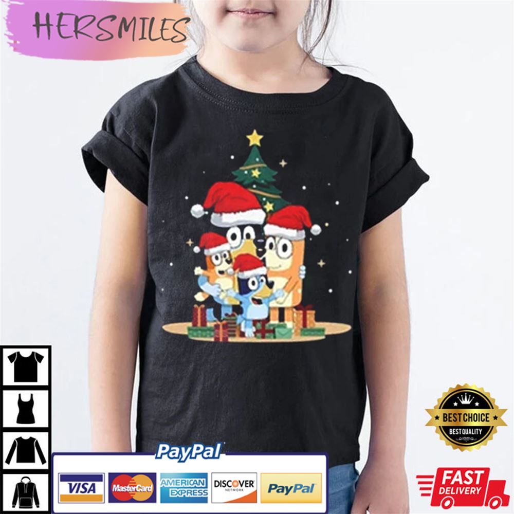 Bluey Family Around A Christmas Tree Best T-shirt Bluey Family Around A Christmas Tree Best T-shirt
