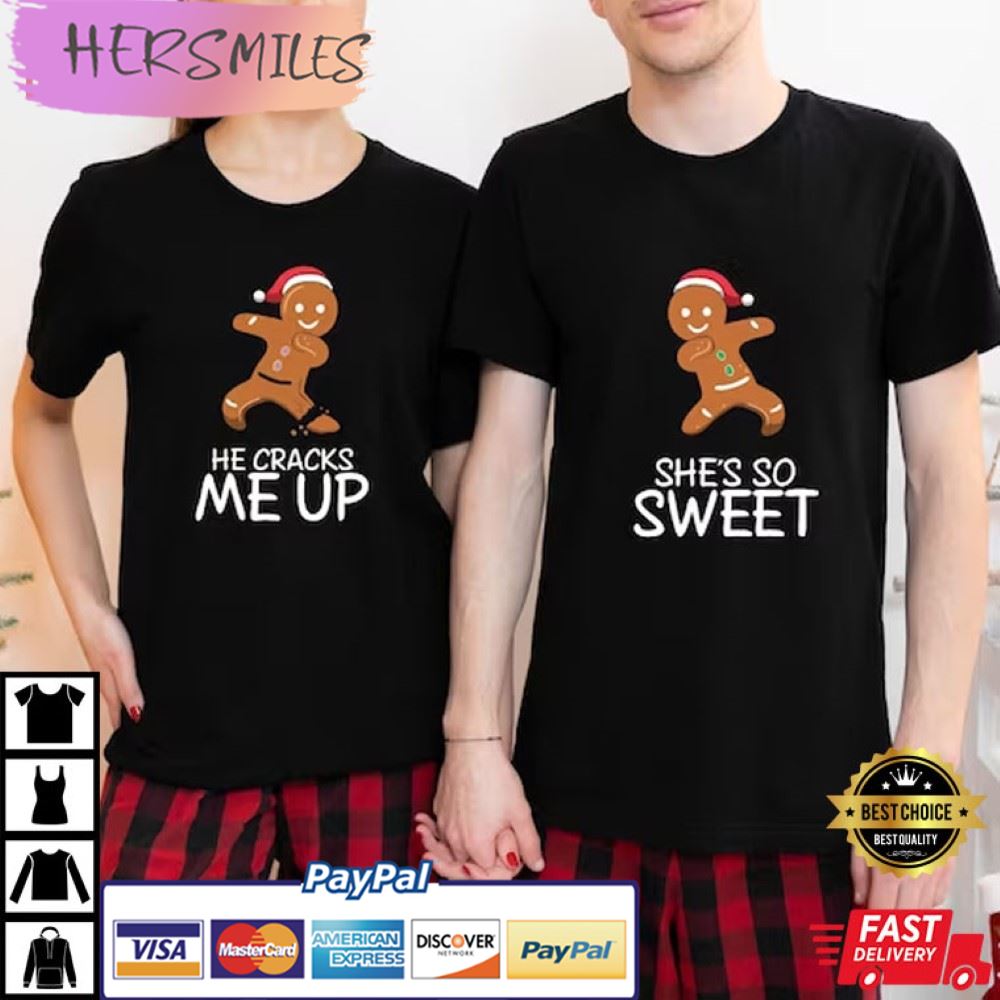 Christmas Gingerbread Holiday Matching Couples Shirts