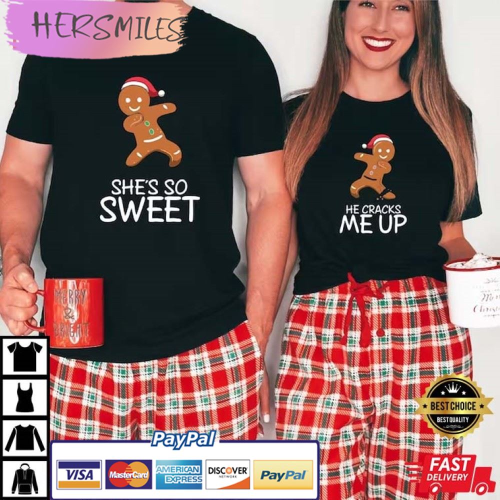 Christmas Gingerbread Holiday Matching Couples Shirts