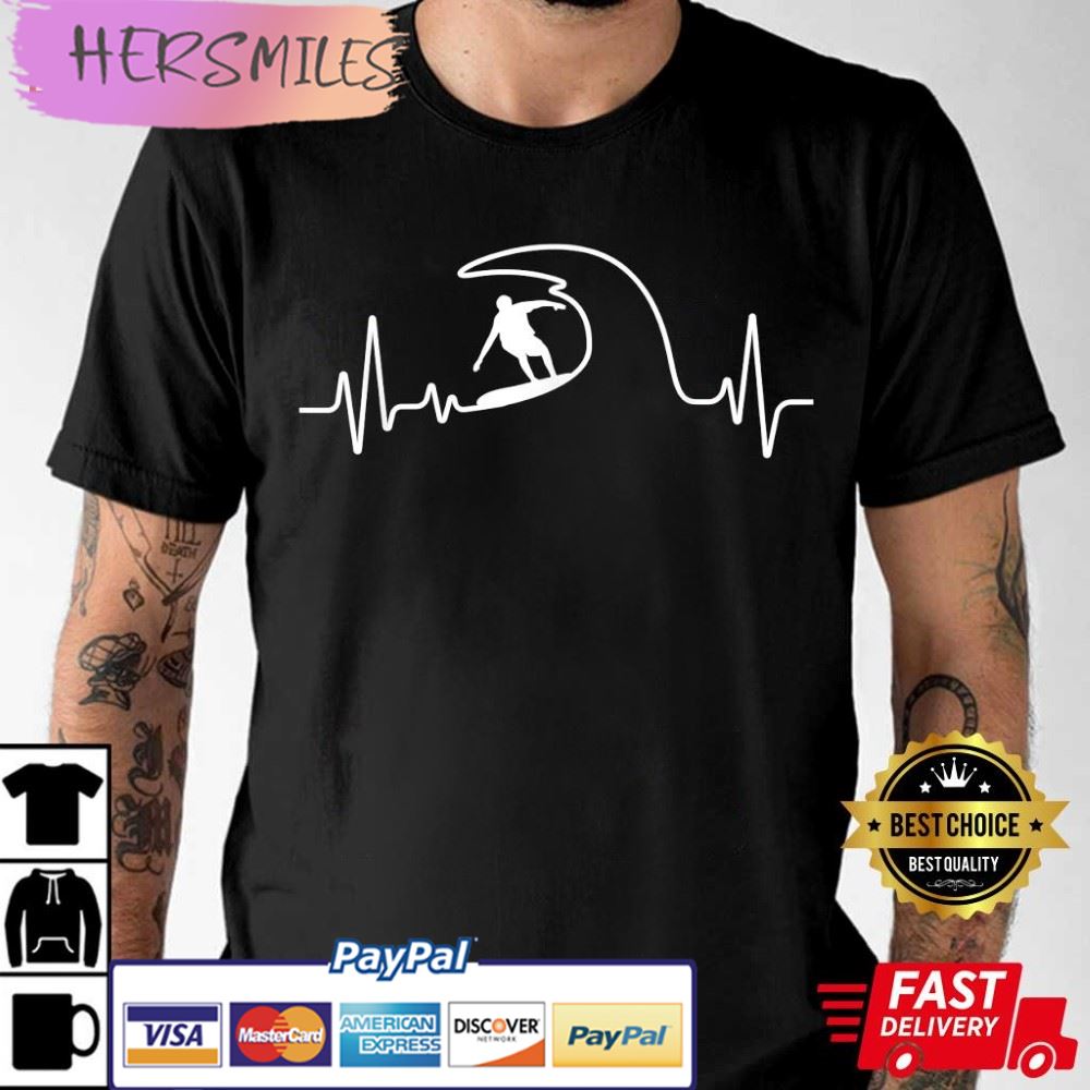 Cool Surfing Surfer Surfboard Beach Heartbeat Best T-Shirt