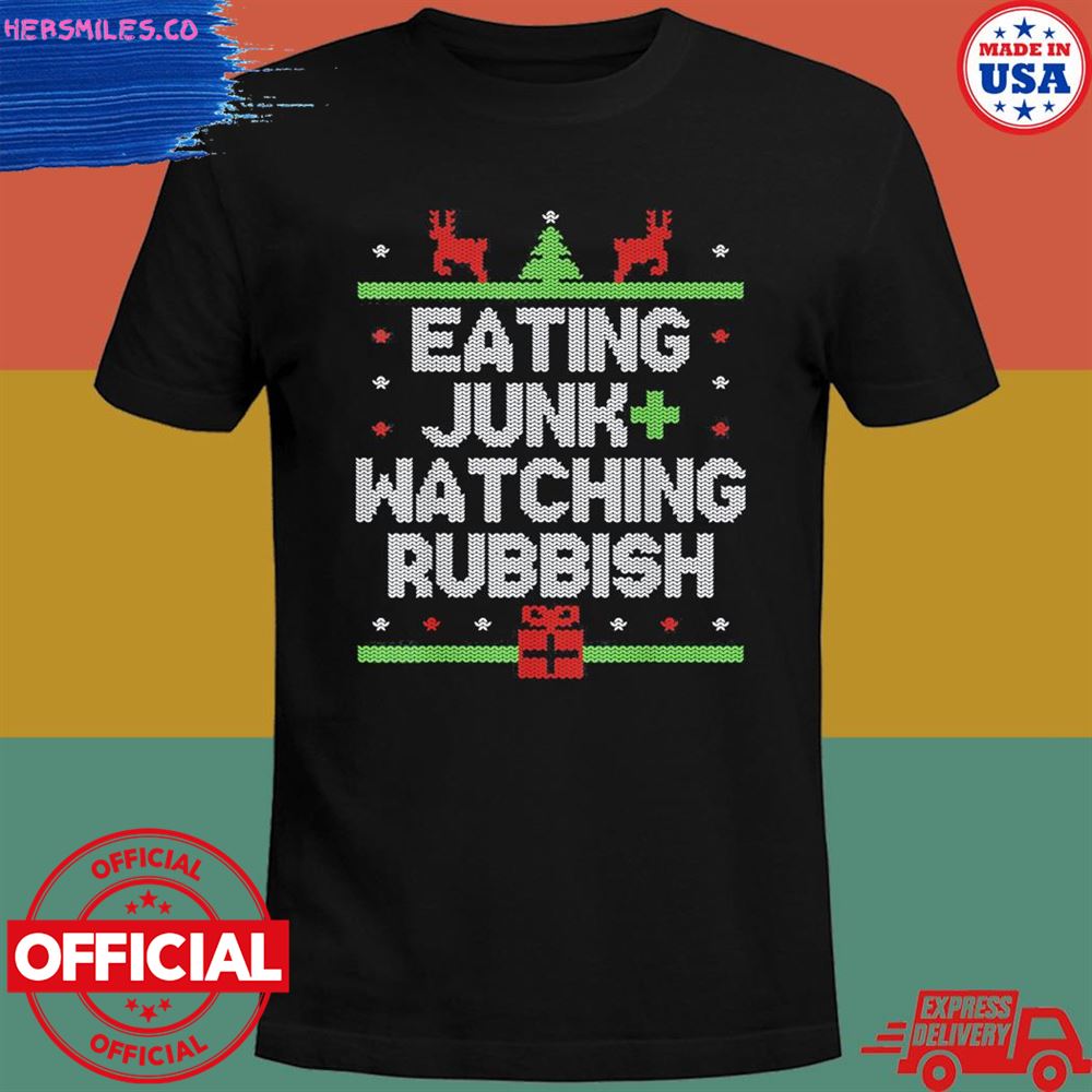 Eating junk food and watching rubbish ugly Christmas sweater