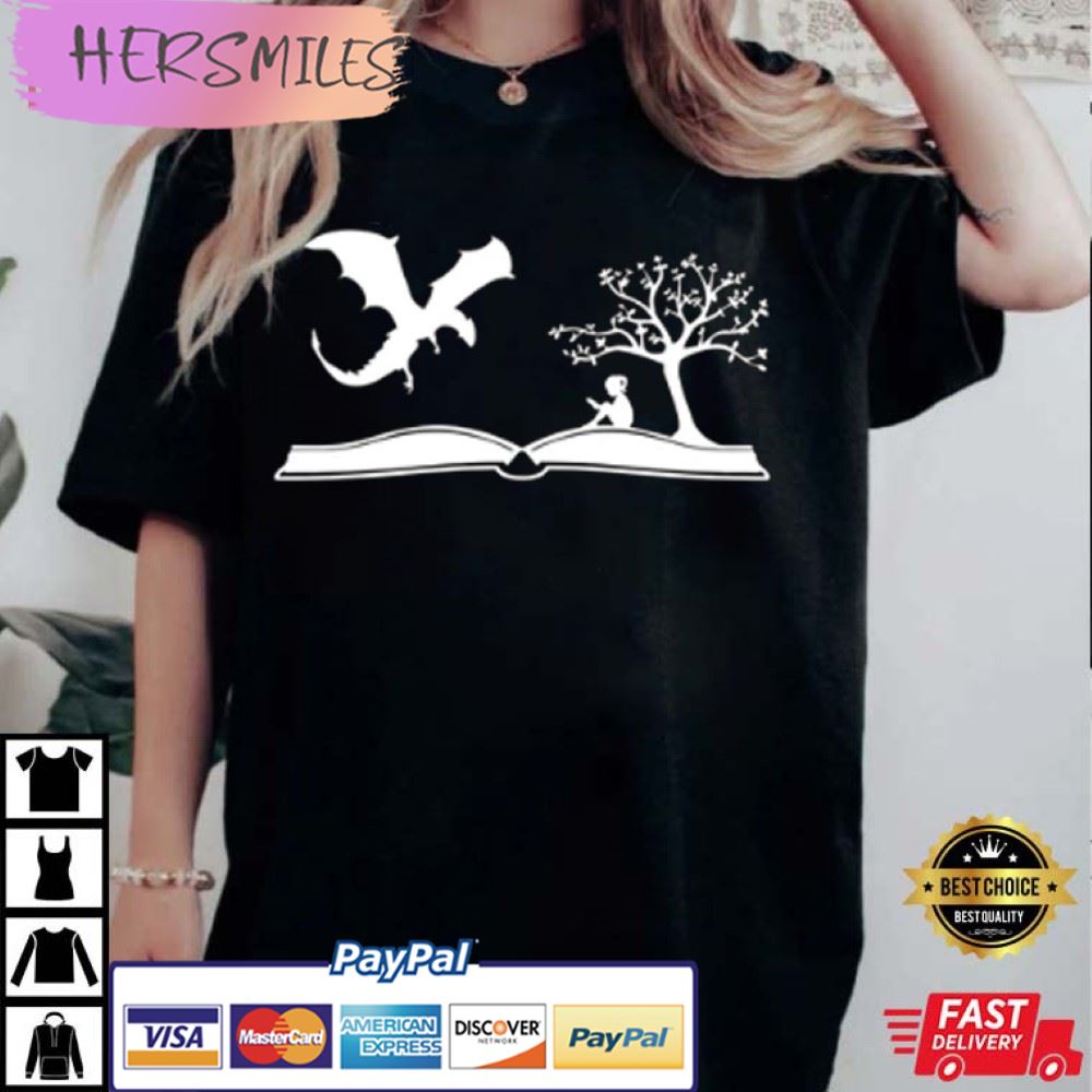 Girl And Dragon Book, Reading Book Best T-Shirt