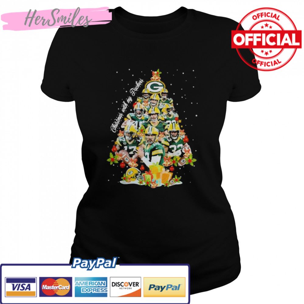 Green Bay Packers team Christmas with my Packers signatures tree 2022 shirt
