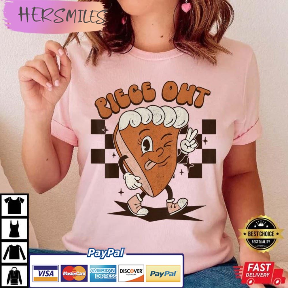 Groovy Thankful Pumpkin Pie Retro Piece Out Thanksgiving T-Shirt