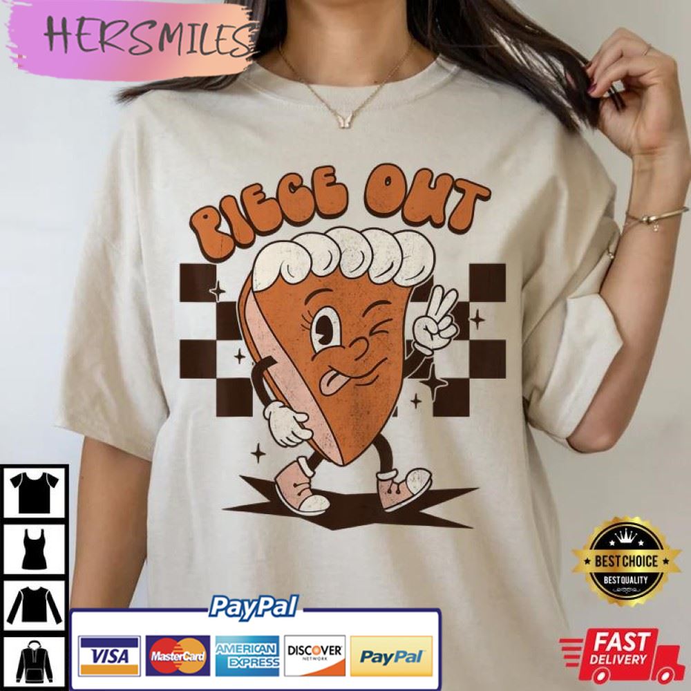 Groovy Thankful Pumpkin Pie Retro Piece Out Thanksgiving T-Shirt