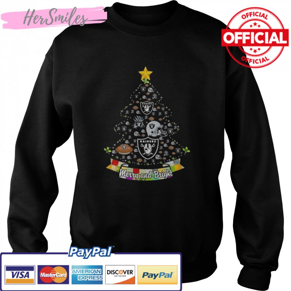 Merry And Bright Oakland Raiders NFL Christmas Tree 2022 Shirt Merry And Bright Oakland Raiders NFL Christmas Tree 2022 Shirt