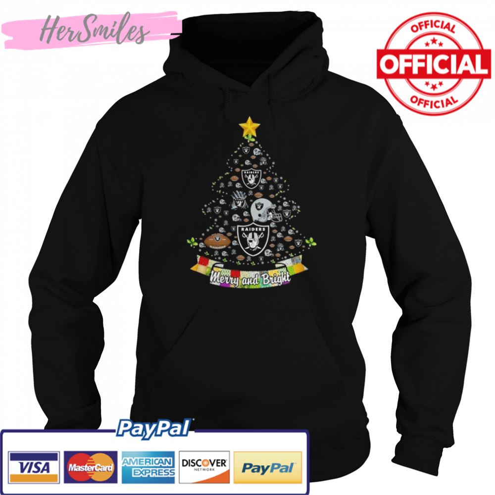 Merry And Bright Oakland Raiders NFL Christmas Tree 2022 Shirt Merry And Bright Oakland Raiders NFL Christmas Tree 2022 Shirt