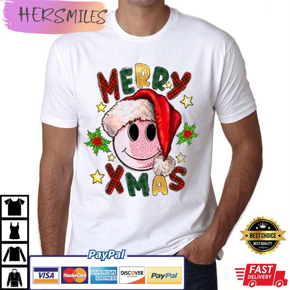 Merry Xmas Smiley Face Christmas Holiday Gifts Happy Holidays Best T-shirt