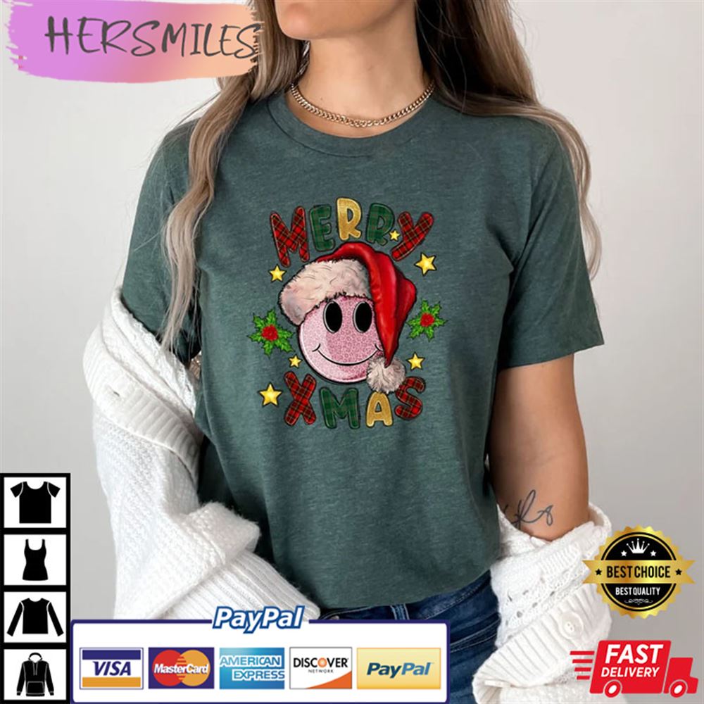 Merry Xmas Smiley Face Christmas Holiday Gifts Happy Holidays Best T-shirt Merry Xmas Smiley Face Christmas Holiday Gifts Happy Holidays Best T-shirt