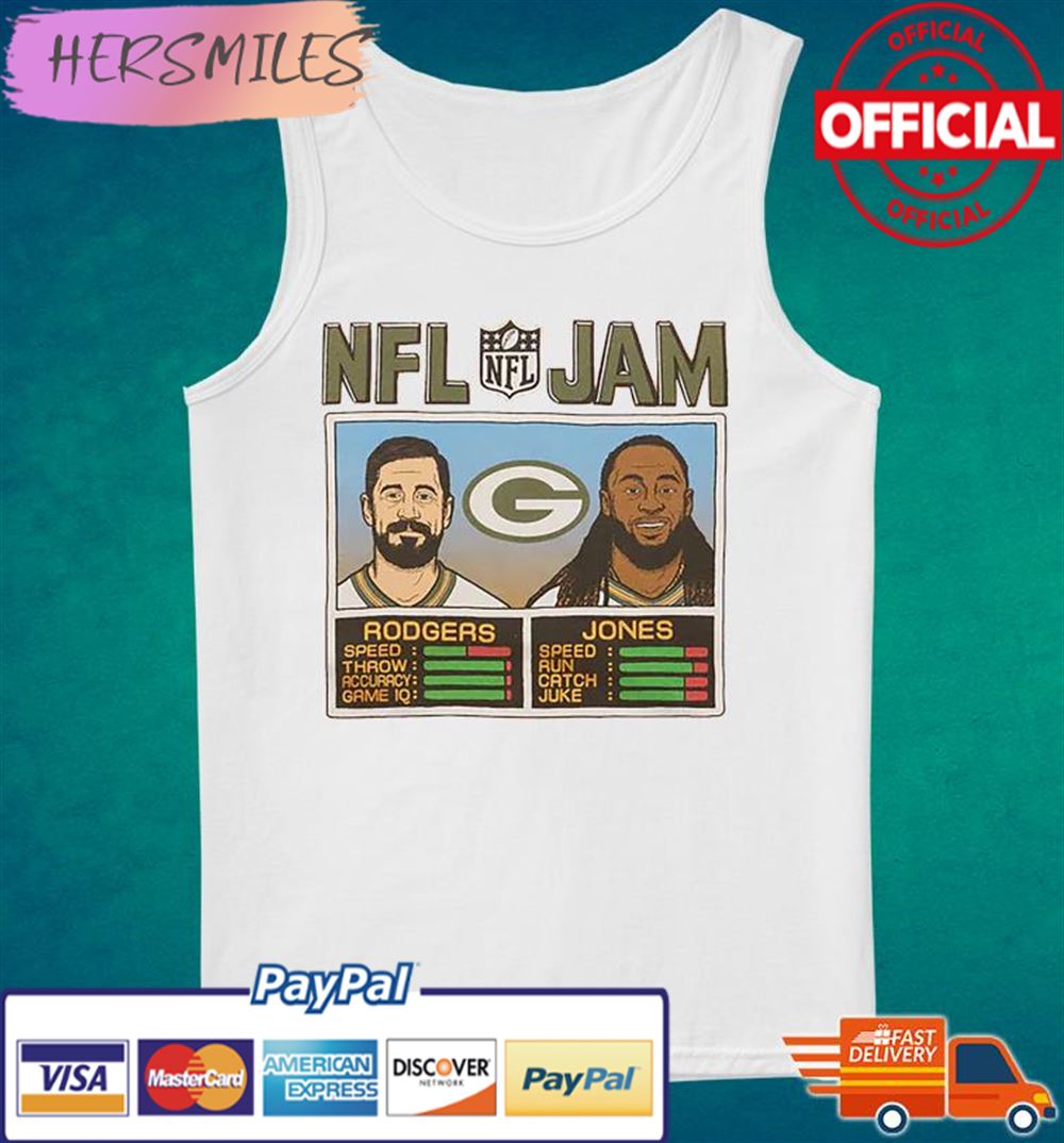 NFL Jam Green Bay Packers Aaron Rodgers and Aaron Jones T-shirt NFL Jam Green Bay Packers Aaron Rodgers and Aaron Jones T-shirt