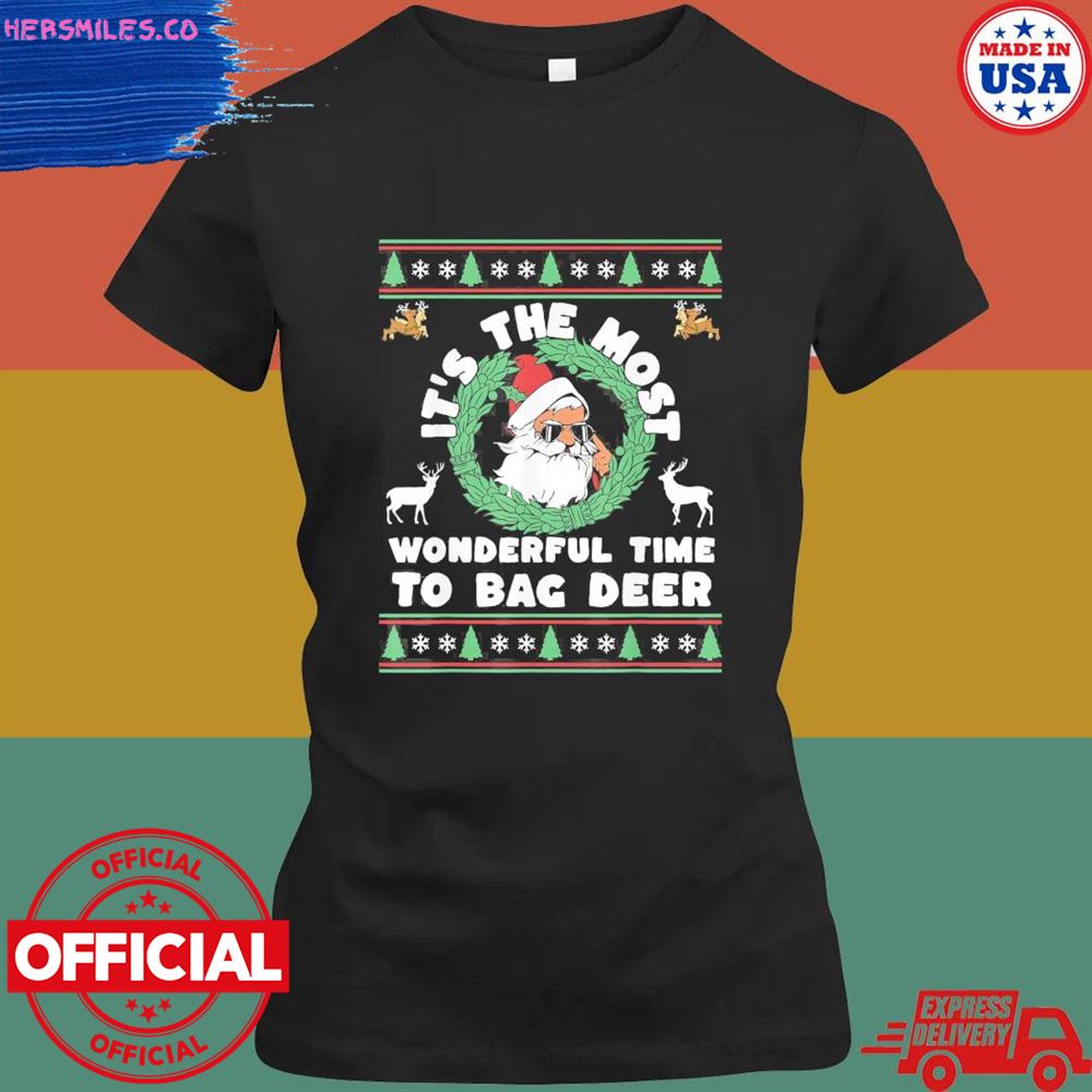 Santa it's the most wonderful time to bag deer ugly Christmas sweater Santa it's the most wonderful time to bag deer ugly Christmas sweater