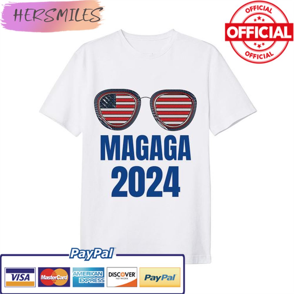 Trump 2024 MAGAGA Glasses Flag T-shirt