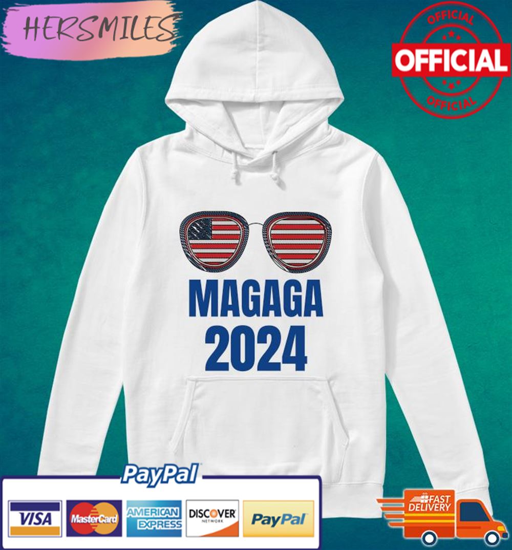 Trump 2024 MAGAGA Glasses Flag T-shirt
