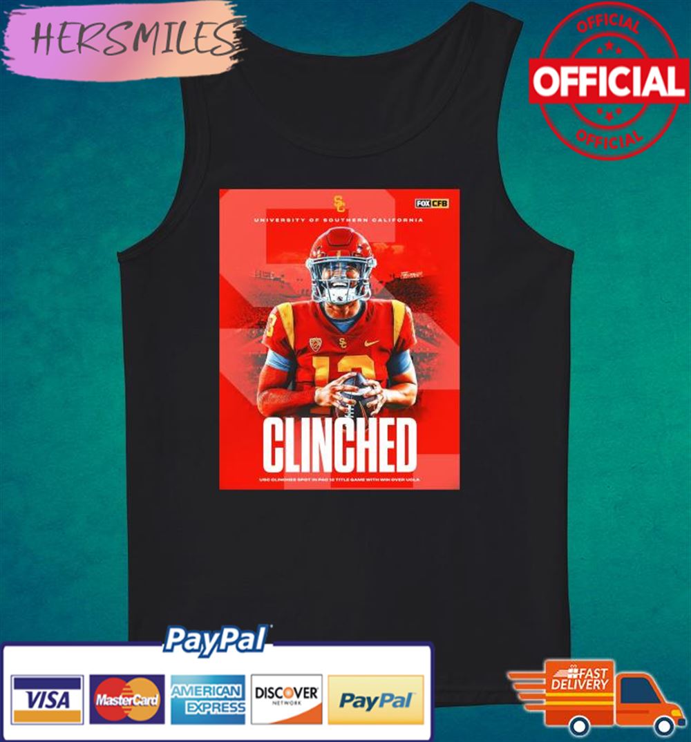 University Of Southern California Football 2022 Pac-12 Cinched T-shirt University Of Southern California Football 2022 Pac-12 Cinched T-shirt