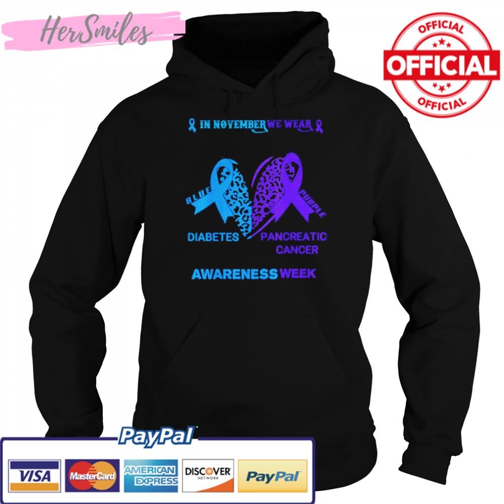 We Wear Blue Purple For Cancer and Diabetes Awareness Week T-Shirt We Wear Blue Purple For Cancer and Diabetes Awareness Week T-Shirt