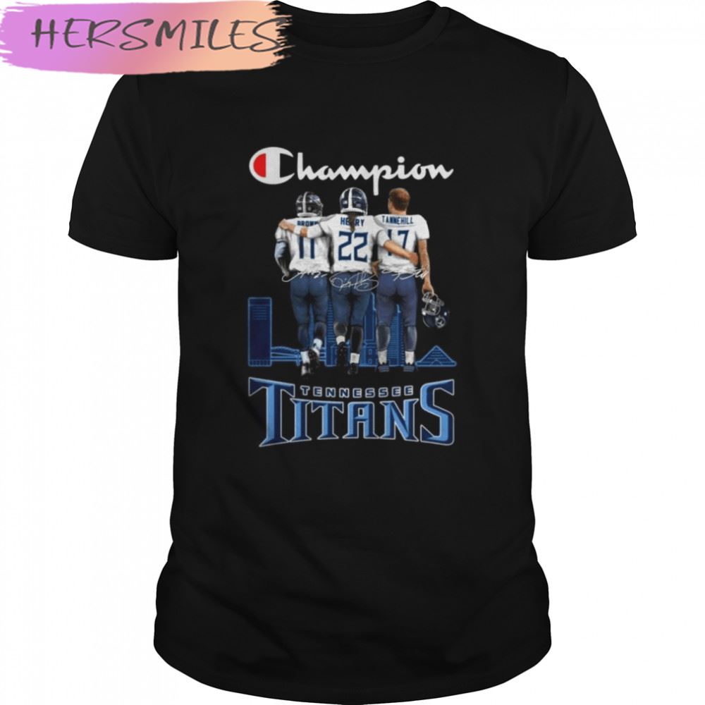 Tennessee Titans Brown Henry and Tannehill Champions Skyline signatures T-shirt