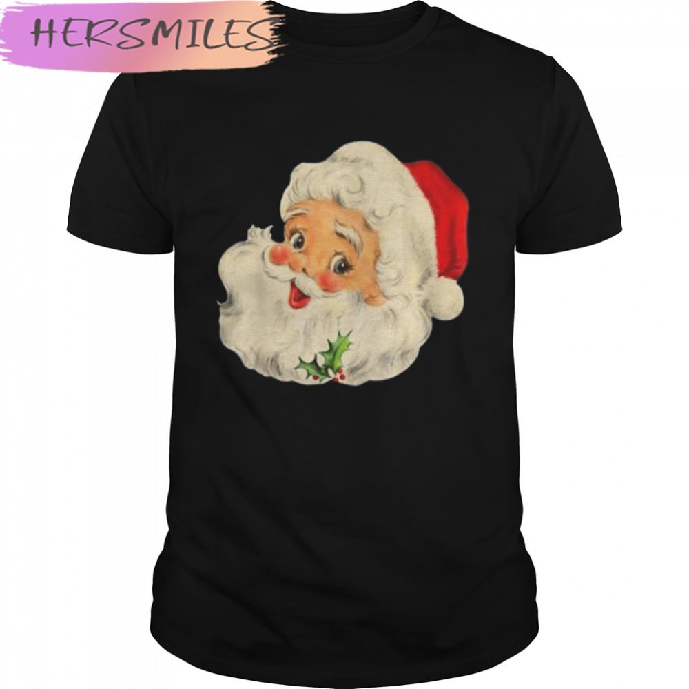 Vintage Christmas Santa Claus Face Funny Old Fashioned T-shirt