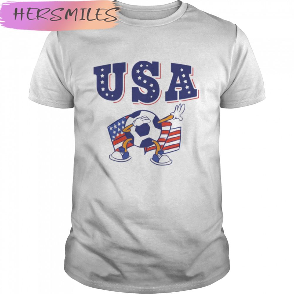 Dabbing Usa Soccer Fan Jersey American Flag T-shirt