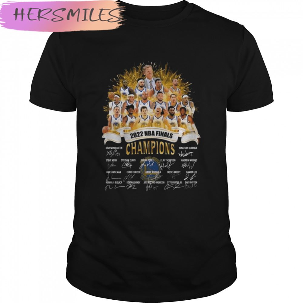 Golden State Warriors Happy 2022 NBA Finals Champions signatures T-shirt