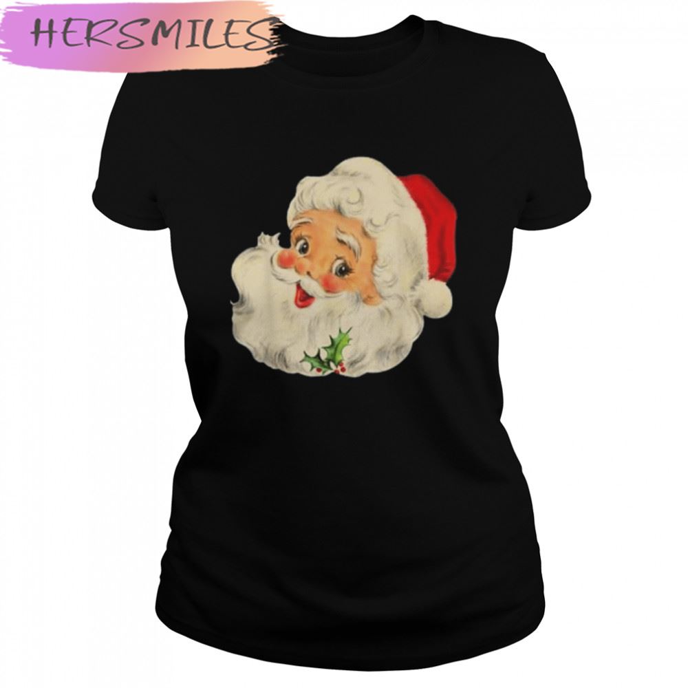 Vintage Christmas Santa Claus Face Funny Old Fashioned T-shirt