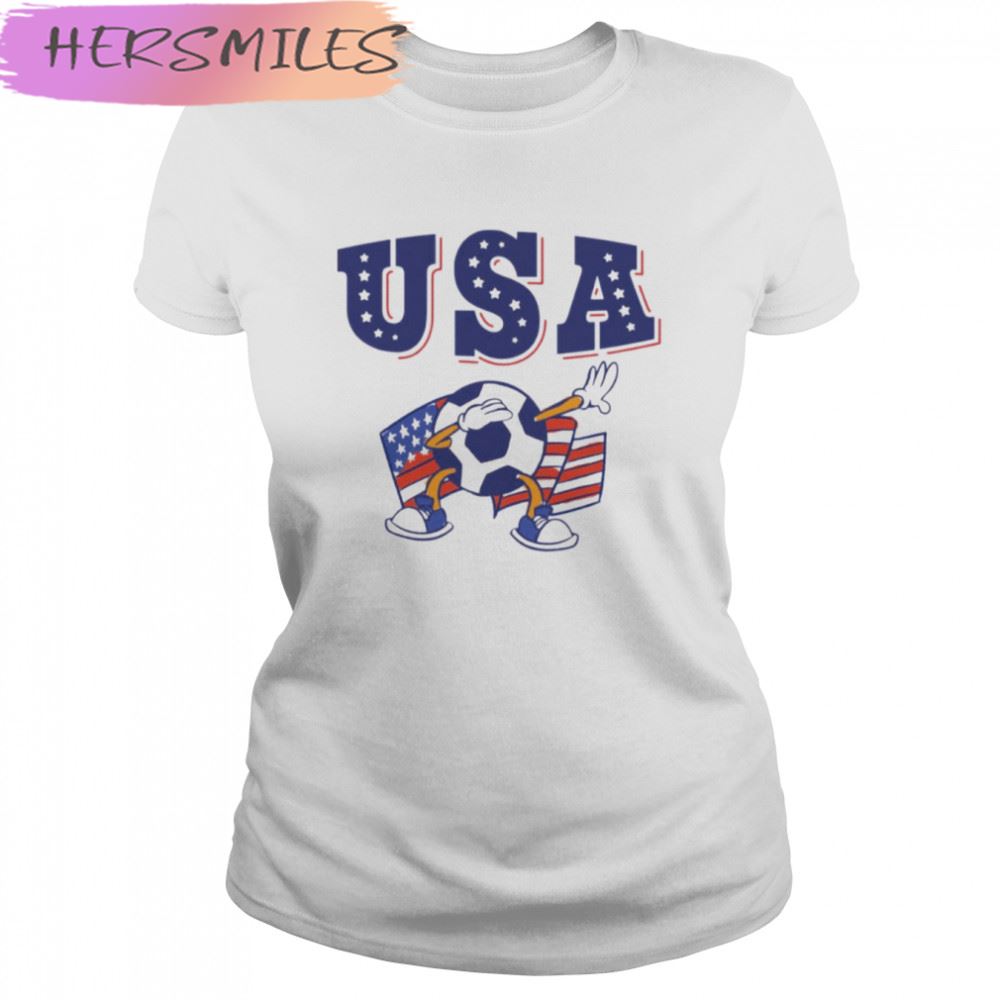 Dabbing Usa Soccer Fan Jersey American Flag T-shirt