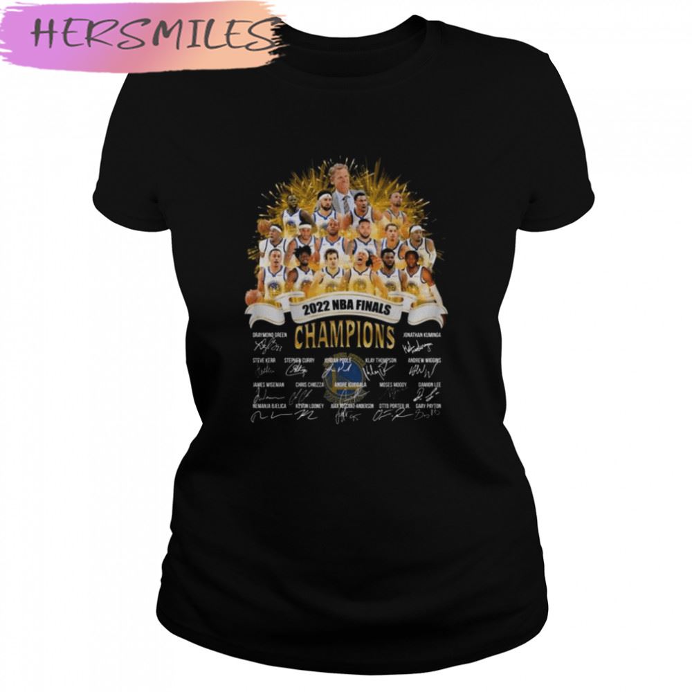 Golden State Warriors Happy 2022 NBA Finals Champions signatures T-shirt
