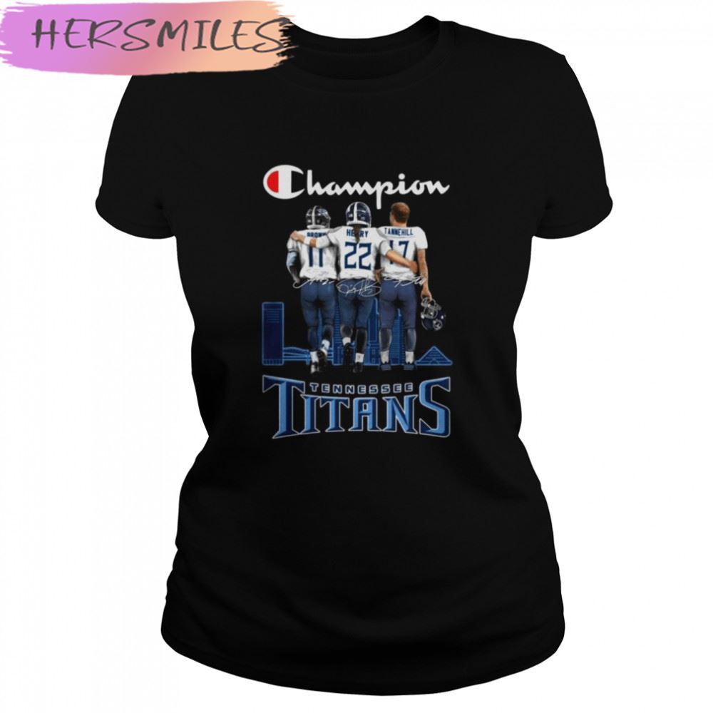 Tennessee Titans Brown Henry and Tannehill Champions Skyline signatures T-shirt