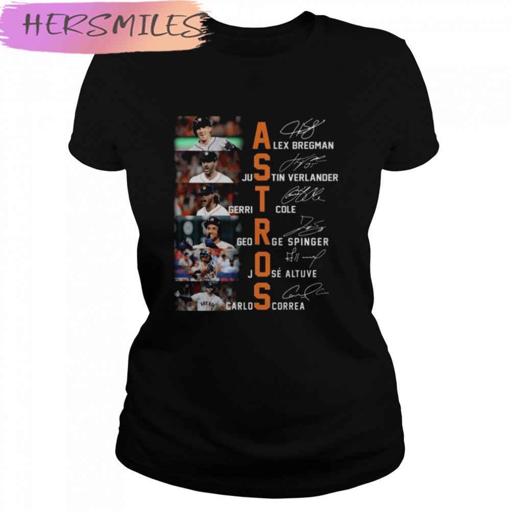 Houston Astros all team Alex Bregman Justin Verlander signatures 2022 T-shirt