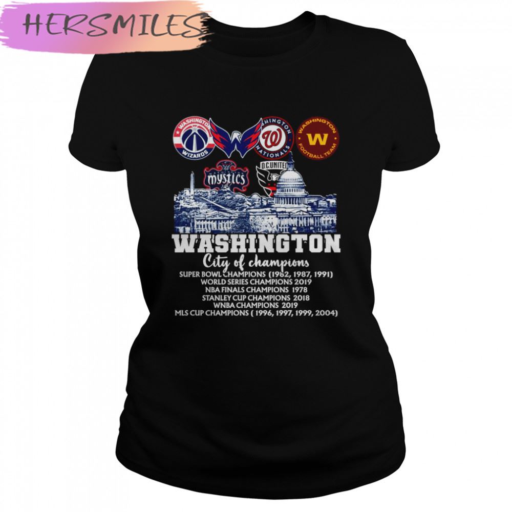 Hot Wizards Capitals Nationals Commanders Mystics DC United Washington City of Champions 2022 T-shirt