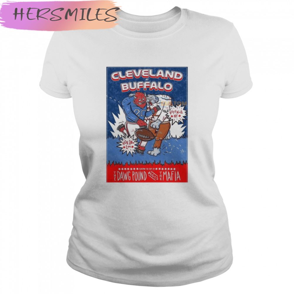 Cleveland Vs Buffalo 2022 The Dawg Pound Meets The Mafia T-shirt