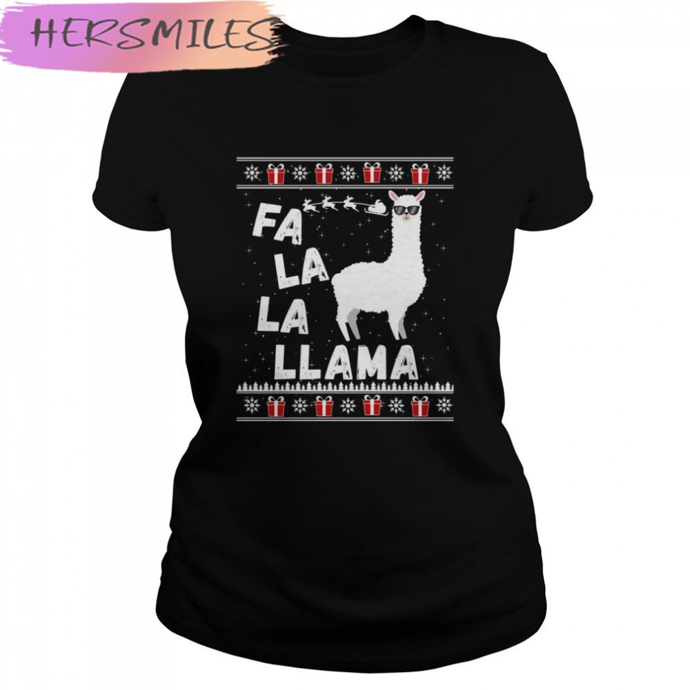 Ugly Christmas Sweater Fa La La La Llama Alpaca Gift shirt
