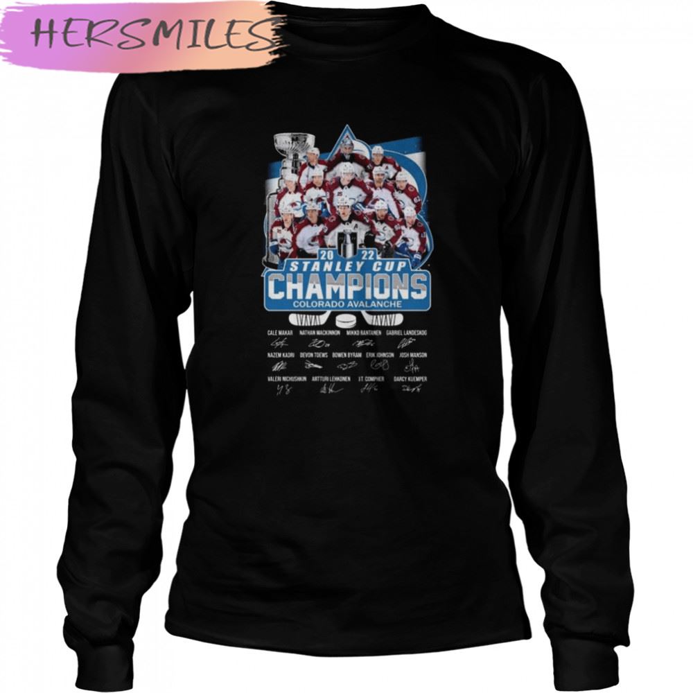 Awesome colorado Avalanche 2022 stanley cup champions signatures T-shirt Awesome colorado Avalanche 2022 stanley cup champions signatures T-shirt