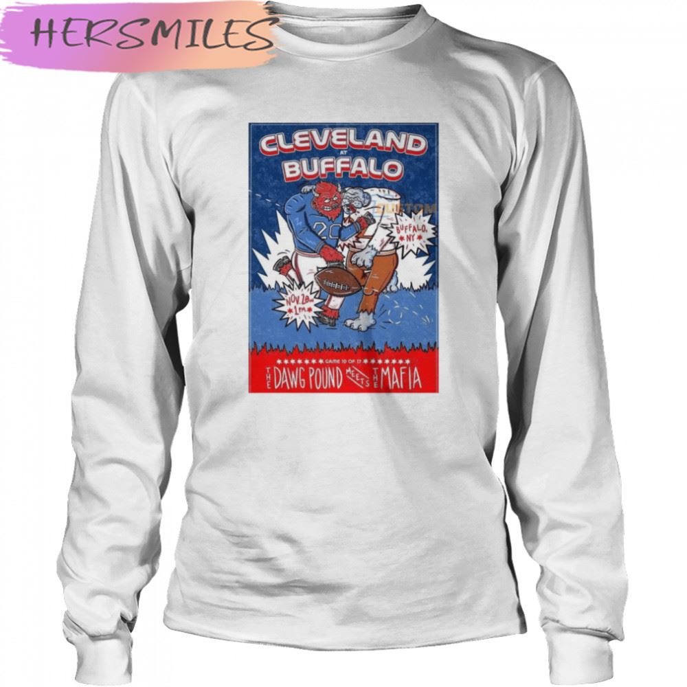 Cleveland Vs Buffalo 2022 The Dawg Pound Meets The Mafia T-shirt Cleveland Vs Buffalo 2022 The Dawg Pound Meets The Mafia T-shirt