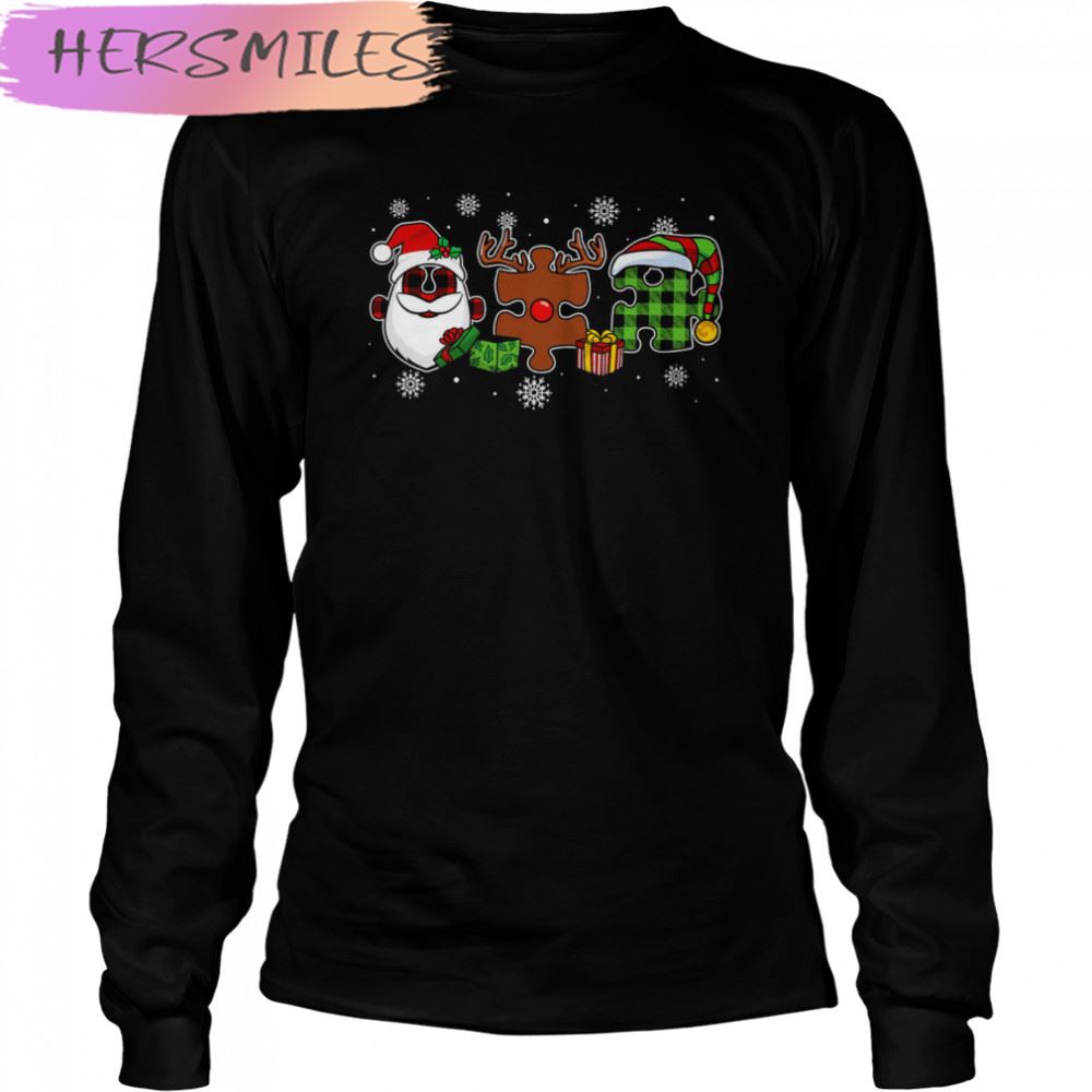 Santa Claus And Reindeer Autism Christmas T-shirt Santa Claus And Reindeer Autism Christmas T-shirt