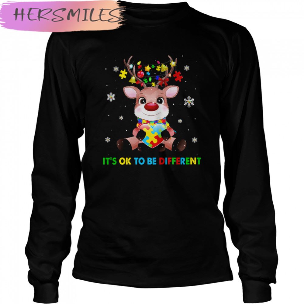 Reindeer Hug Heart Autism It’s Ok To Be Different Christmas T-shirt Reindeer Hug Heart Autism It’s Ok To Be Different Christmas T-shirt