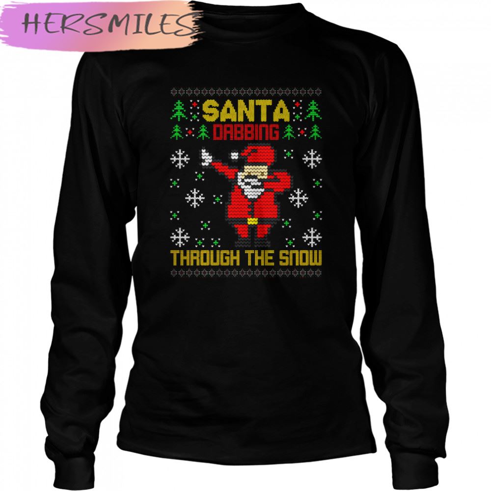 Pixel Santa Dabbing Through The Snow Christmas Tree Lights T-shirt Pixel Santa Dabbing Through The Snow Christmas Tree Lights T-shirt