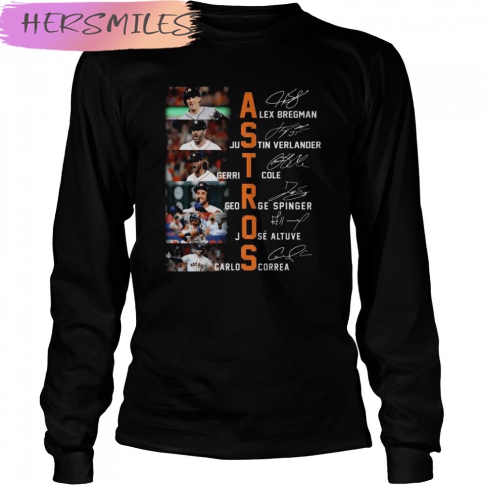 Houston Astros all team Alex Bregman Justin Verlander signatures 2022 T-shirt Houston Astros all team Alex Bregman Justin Verlander signatures 2022 T-shirt