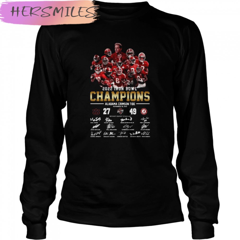 Alabama Crimson Tide Team 2022 Iron bowl Champions signatures T-shirt Alabama Crimson Tide Team 2022 Iron bowl Champions signatures T-shirt