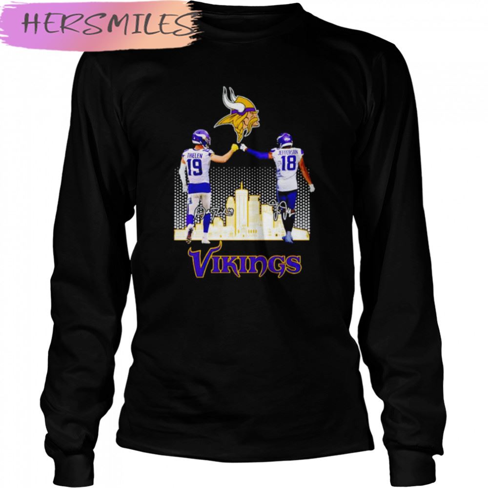 Adam Thielen and Justin Jefferson Minnesota Vikings signatures T-shirt Adam Thielen and Justin Jefferson Minnesota Vikings signatures T-shirt