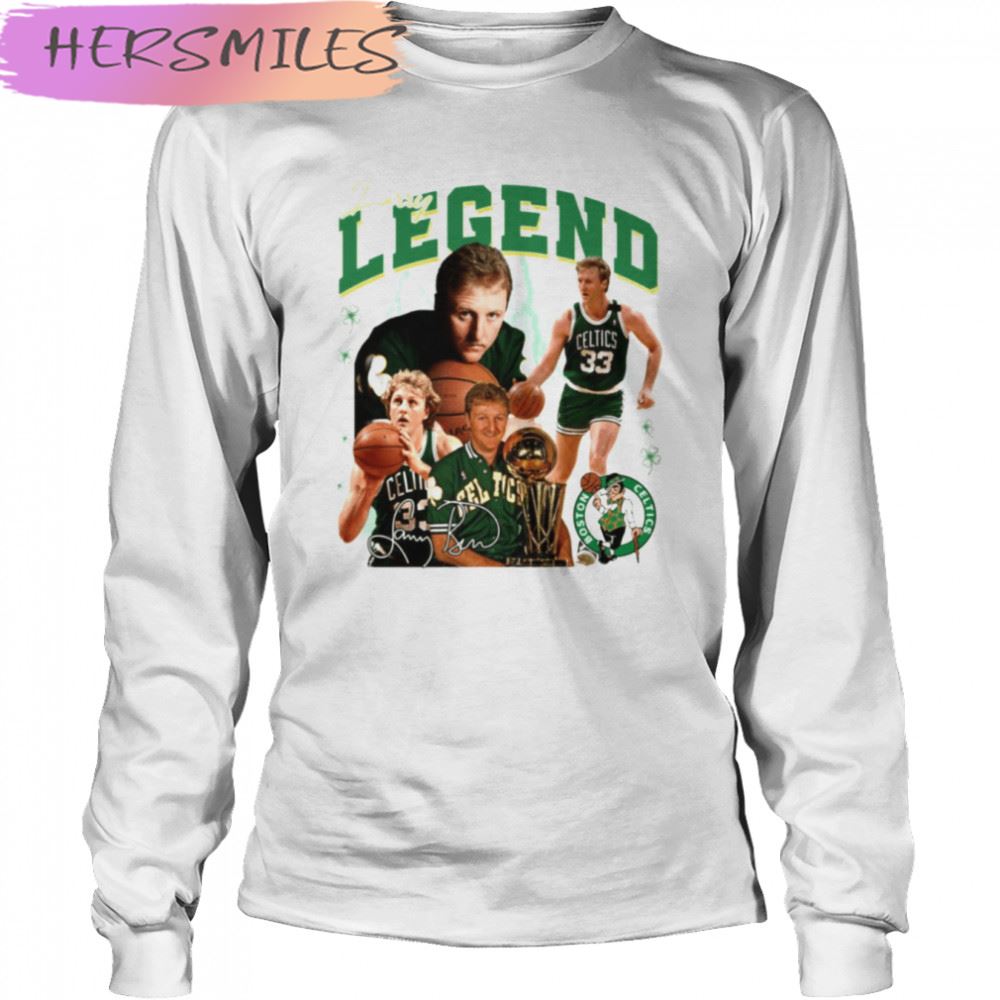 Green Design Larry Bird Larry Legend Basketball Signature T-shirt Green Design Larry Bird Larry Legend Basketball Signature T-shirt