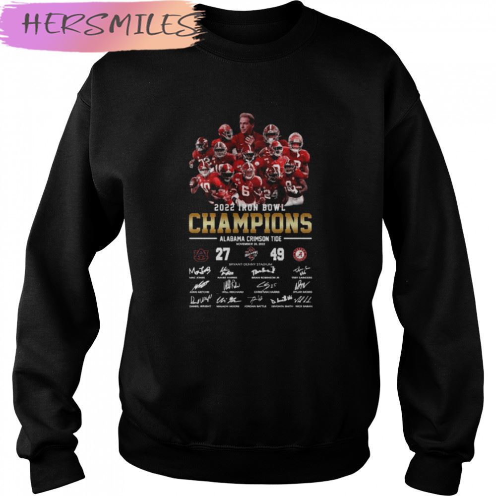 Alabama Crimson Tide Team 2022 Iron bowl Champions signatures T-shirt Alabama Crimson Tide Team 2022 Iron bowl Champions signatures T-shirt