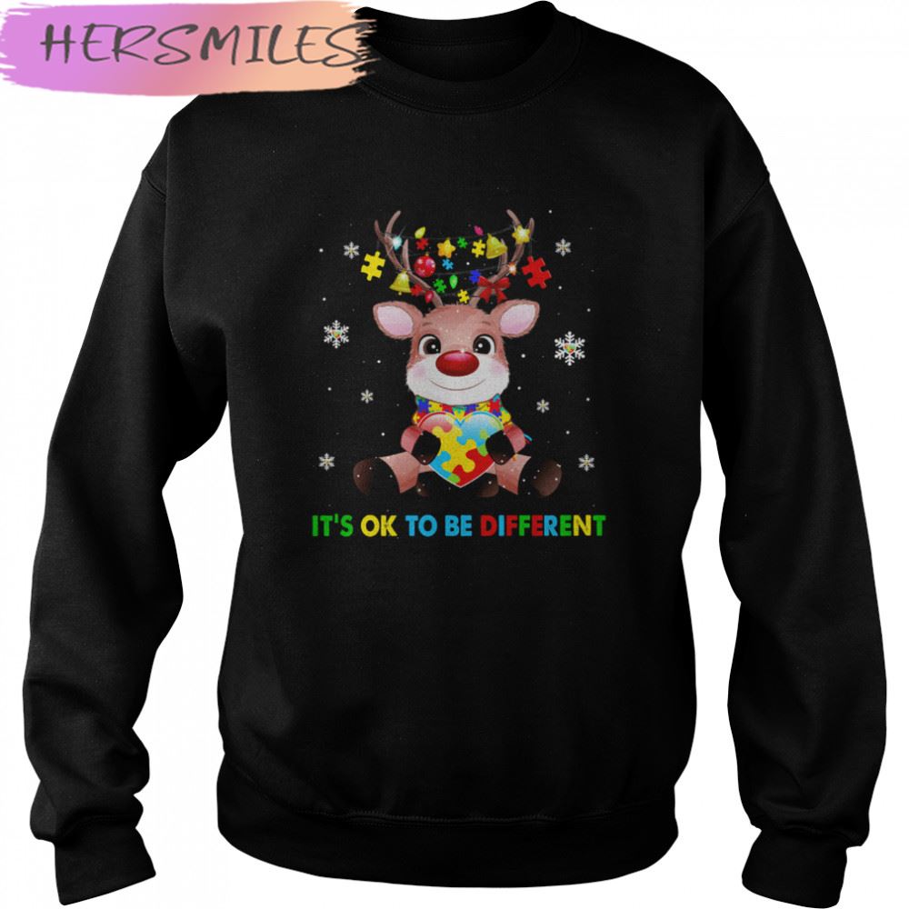 Reindeer Hug Heart Autism It’s Ok To Be Different Christmas T-shirt Reindeer Hug Heart Autism It’s Ok To Be Different Christmas T-shirt