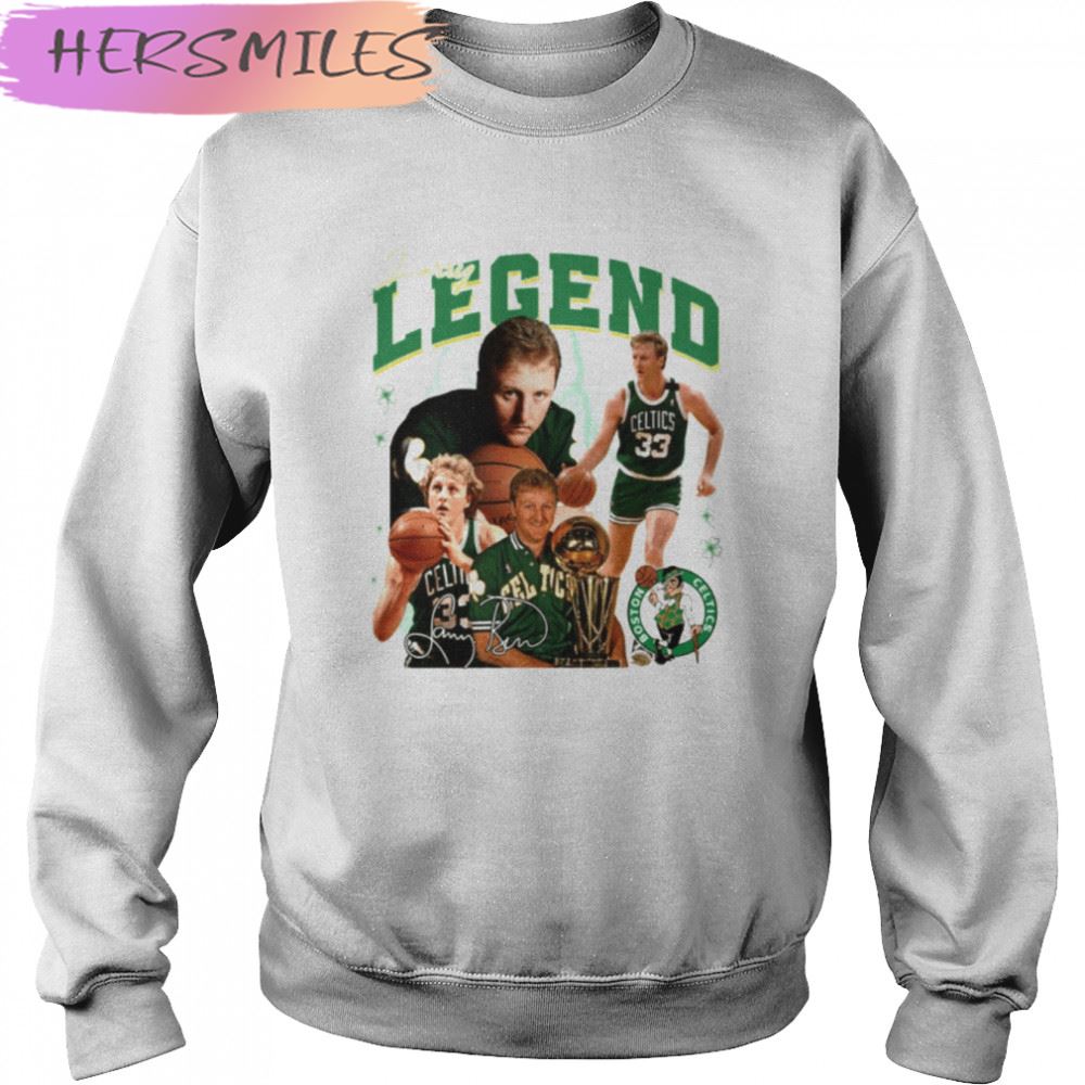 Green Design Larry Bird Larry Legend Basketball Signature T-shirt Green Design Larry Bird Larry Legend Basketball Signature T-shirt