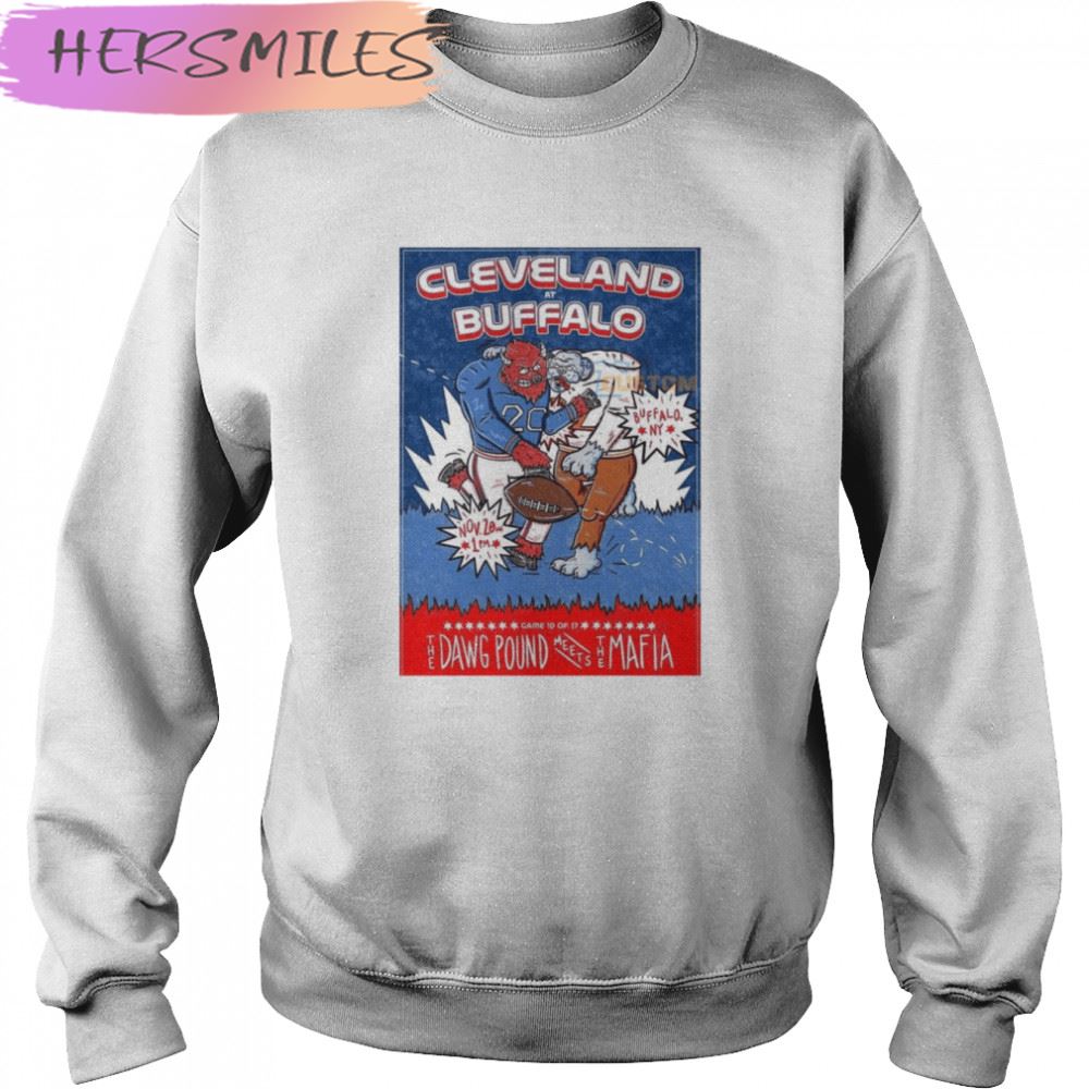 Cleveland Vs Buffalo 2022 The Dawg Pound Meets The Mafia T-shirt Cleveland Vs Buffalo 2022 The Dawg Pound Meets The Mafia T-shirt