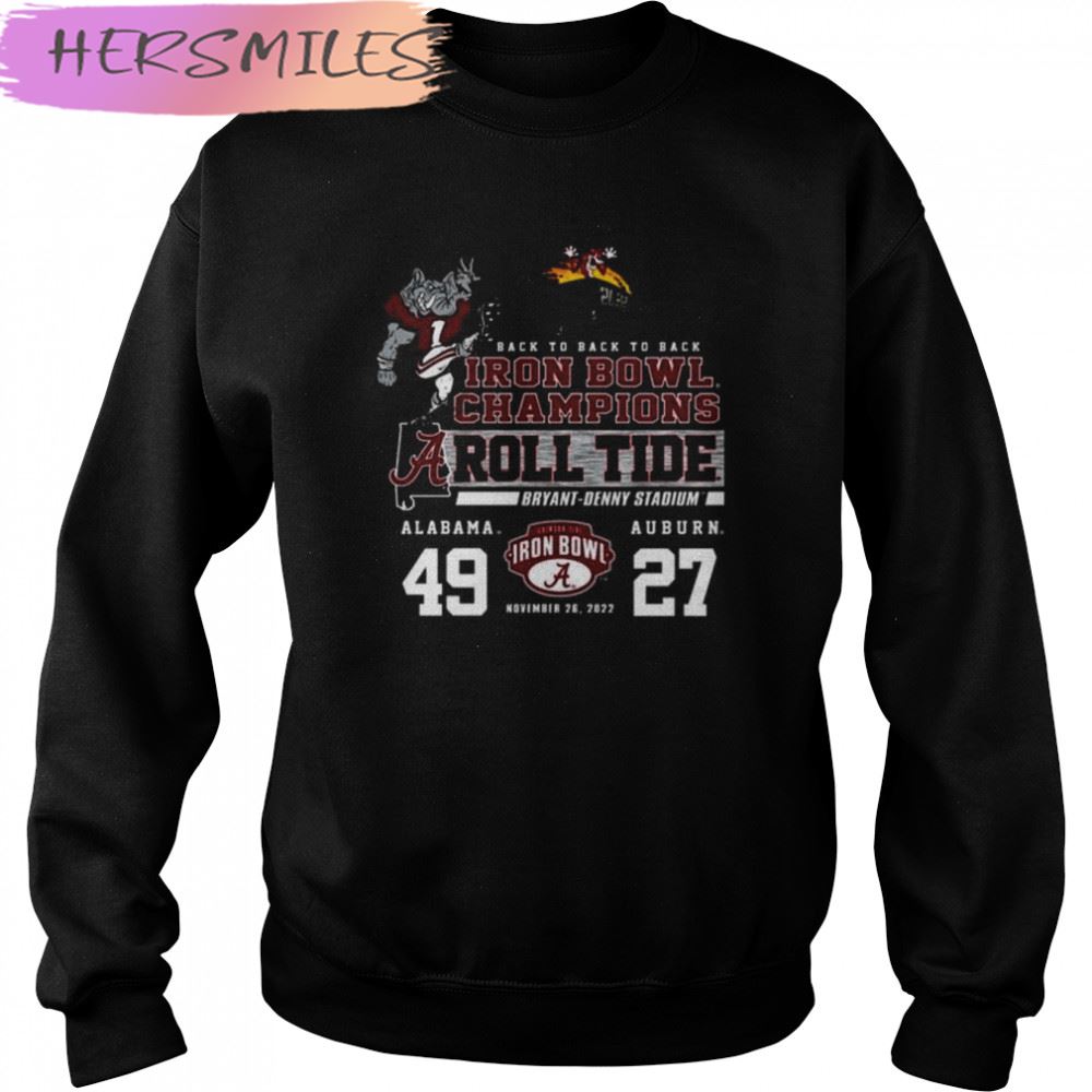 Alabama Crimson Tide 2022 back to back Iron Bowl champions 49 27 Auburn T-shirt Alabama Crimson Tide 2022 back to back Iron Bowl champions 49 27 Auburn T-shirt