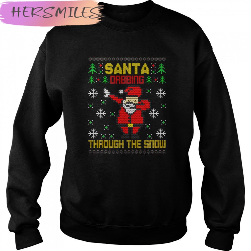 Pixel Santa Dabbing Through The Snow Christmas Tree Lights T-shirt Pixel Santa Dabbing Through The Snow Christmas Tree Lights T-shirt