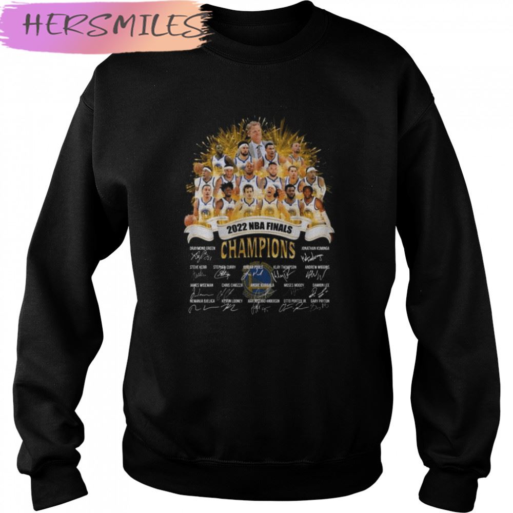 Golden State Warriors Happy 2022 NBA Finals Champions signatures T-shirt Golden State Warriors Happy 2022 NBA Finals Champions signatures T-shirt