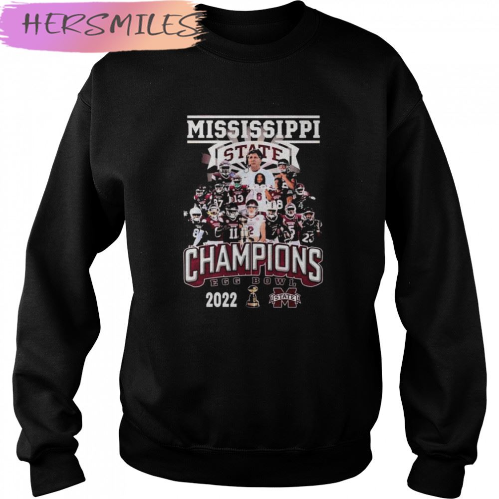 Egg Bowl Champions 2022 Mississippi State Bulldogs Team T-shirt Egg Bowl Champions 2022 Mississippi State Bulldogs Team T-shirt