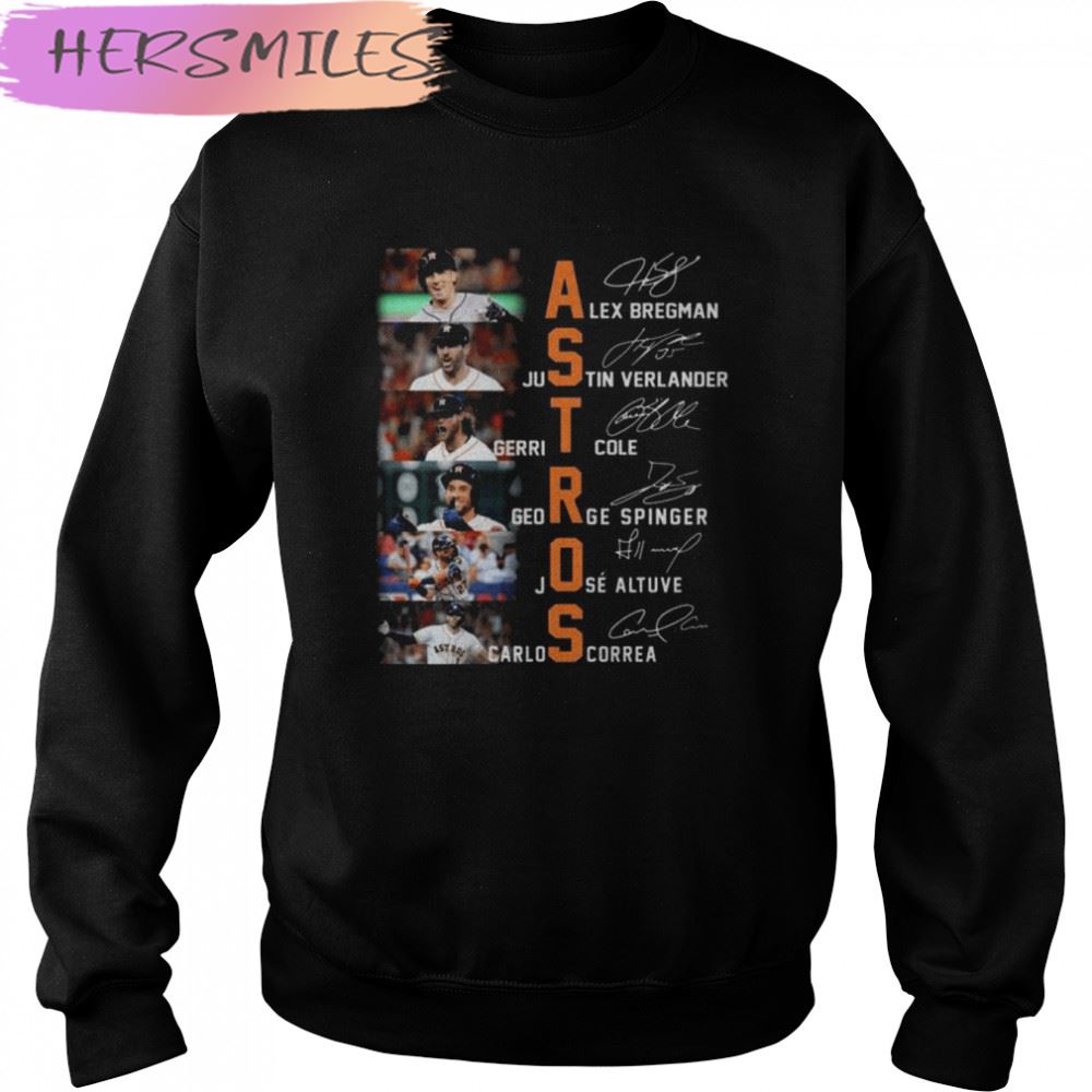 Houston Astros all team Alex Bregman Justin Verlander signatures 2022 T-shirt Houston Astros all team Alex Bregman Justin Verlander signatures 2022 T-shirt